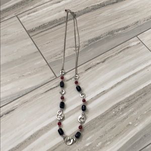 Lia Sophia Silver/Rust Colored Long Necklace